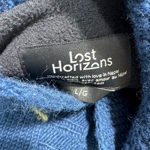 Lost Horizons Wool Peacock Handcrafted Sweater Jacket Womens L Fleece Lined Boho - Picture 11 of 12